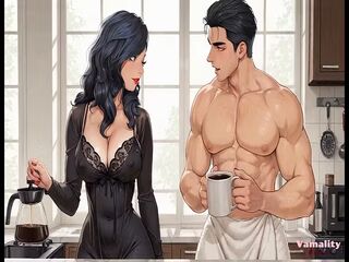 Step Mom and Stepson in the Kitchen