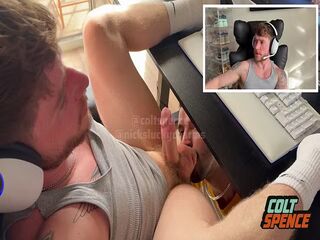 Hung Gamer Colt Spence Gets Worshiped Under Desk By Nick Charms