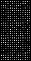 Filters of the second convolutional layer of the lenet network (all 16x32 pieces)
